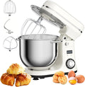 Biolomix Kitchen Electric Stand Mixer, 6 Speed Tilt Head Food Mixer with 6.5 QT Stainless Steel Bowl, Dough Hook, Flat Beater, Whisk and Anti Splash Cover, (6.5QT, White)