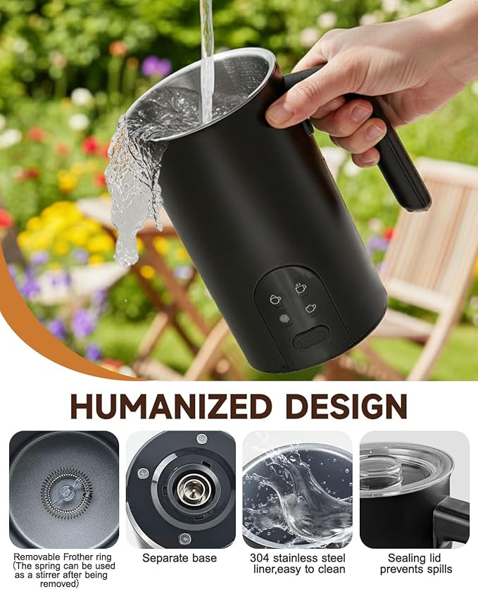Electric Milk Frother, 4-in-1 Automatic Milk Steamer & Foamer 11.8oz/350ml, Automatic Hot and Cold Foam Maker and Milk Warmer for Latte, Cappuccino, Matcha, Hot Chocolate