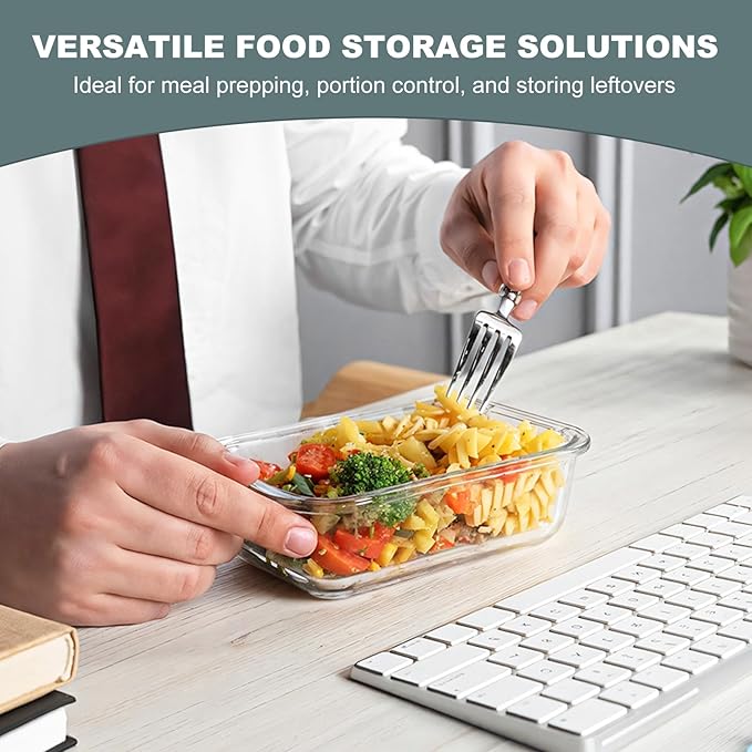 KOMUEE 30 oz 5 Pack Glass Meal Prep Containers, Glass Storage Containers with Lids - Dishwahser, Microwave, Oven and Freezer Safe