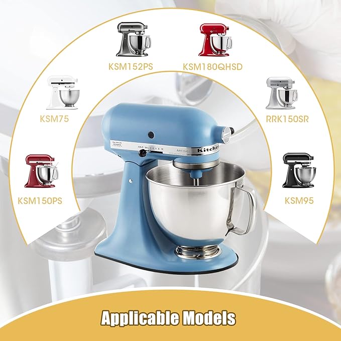 Metal Mixer Slider Mat for KitchenAid Stand Mixer - Appliance Sliding Tray Countertop Mixer Mover Slide Board Mats Pad Compatible with Kitchen Aid 4.5-5 Qt Tilt-Head Stand Mixer Artisan Classic