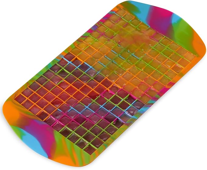 Host Mini Ice Cube Tray, Makes 160 Cubes, Durable Silicone Trays, Perfect for Cocktails, Whiskey, Bourbon, Margarita, Mojito, Iced Coffee, Home Kitchen Essentials, Set of 1, Colored Marble