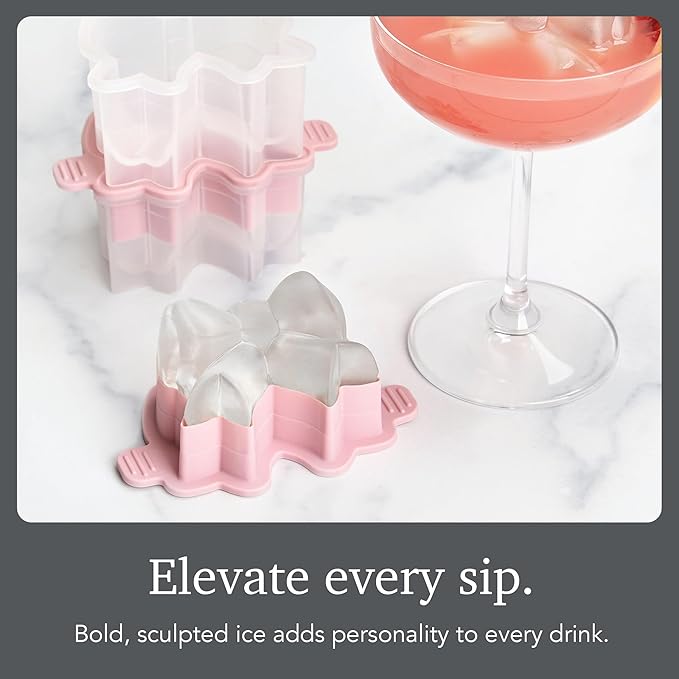 Tovolo Bow Ice Mold Pack of 2 Pink Holiday Bow Shaped Ice Cube Molds for Cocktails, Festive Ice Mold Christmas Stocking Stuffer for Adults, Slow Melting Dishwasher Safe BPA Free Holiday Ice Molds
