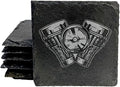 Power & Protection: V-Twin Engine Coasters for Your Ride - Square Slate - Set of 5