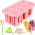 Popsicles Molds, 8-Cavity Silicone Popsicle Molds with 50 Sticks, BPA-Free Ice Pop Mold Popsicle Maker with Funnel & Cleaning Brush for Kids Adult Teens