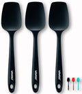 Silicone Spatula Set, High Heat Resistan Rubber Spoon Spatula, Non-Stick Spoonula with Seamless One Piece Design, Flexible Scrapers Baking Mixing Tool,3 Pack, Black