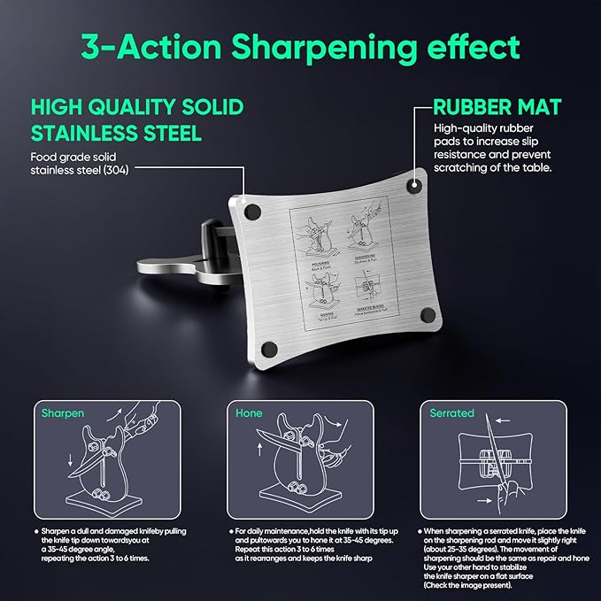 VQ-5 Professional Knife Sharpener | 3-Action Streamlined Guitar Design for Effortless Knife Sharpening - The Ultimate Tool for Precision 11 to 21 Degree Angles