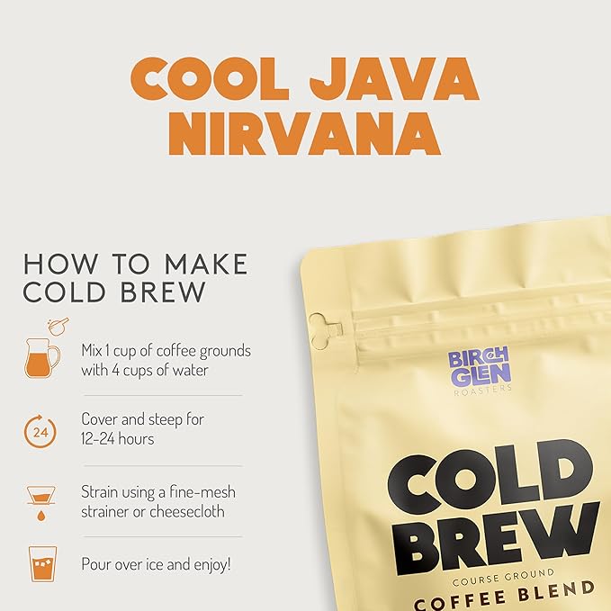 Birch Glen Roasters Cold Brew Coffee | Flavored Coarse Ground Coffee | Artisanal Roasting | 100% Arabica |1 LB Bag | Raspberry Linzer Cookie