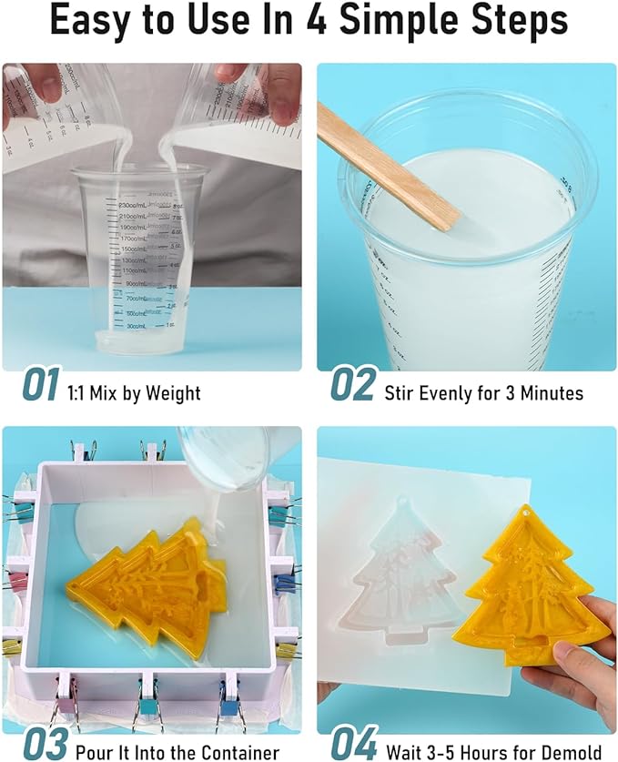 Nicpro 140oz Silicone Mold Making Kit, 15A Platinum Liquid Silicone Rubber, Flexible Silicone Molds Maker Mix Ratio 1:1 for Casting 3D Resins Candle Soap Molds DIY with Gloves, Sticks, Mixing Cups