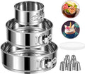 Springform Pan, Stainless Steel Springform Cake Pan, Leakproof & Nonstick Cheesecake Pan, 4" 7" 9" Round Cake Molds with 50 Pcs Paper Liners and 7 Pcs Piping Tips
