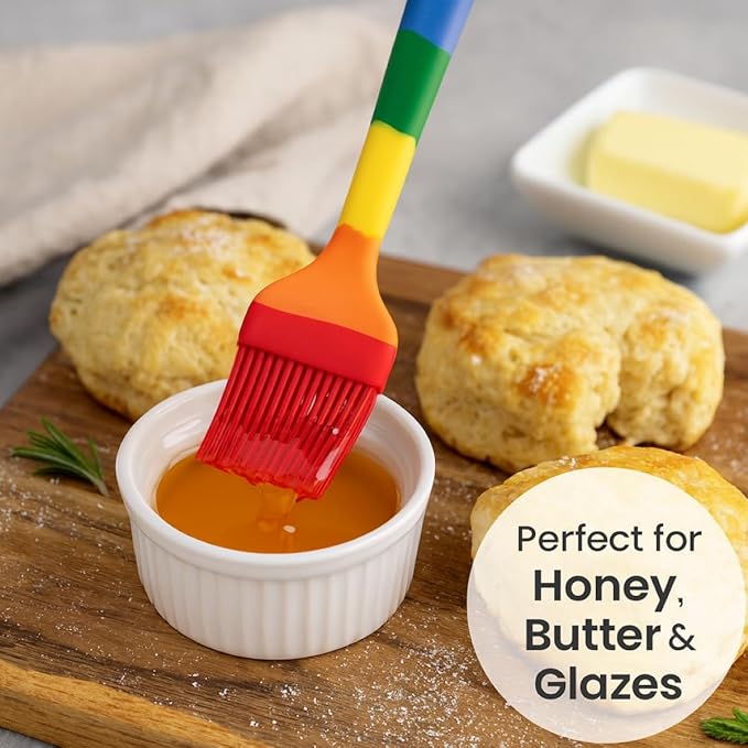 Cooking With Pride Non-Stick Pastry Brush, Heat-Safe Silicone With Iron Core, 8.5-Inch