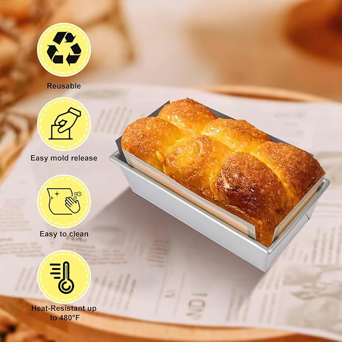 2 Pcs Thickened Silicone Bread loaf pan liners for baking bread 9x5，Silicone Baking Mat for 9x5 Inch Loaf Pan, Nonstick & Reusable, Easy to Clean, High-Temp Resistant (Black and Red)