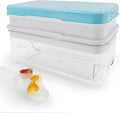 Satax Silicone & Plastic Ice Cube Trays with Lids and Bin - Durable, BPA-Free, Easy Release, Perfect for Cocktails, Coffee & More (2, blue)
