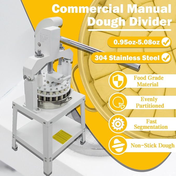 TECHTONGDA Commercial Dough Divider Manual 40PCS Dough Dividing Machine 0.95-5.08oz Hand Press Dough Pastry Cutter Bread Maker Bakery Tool