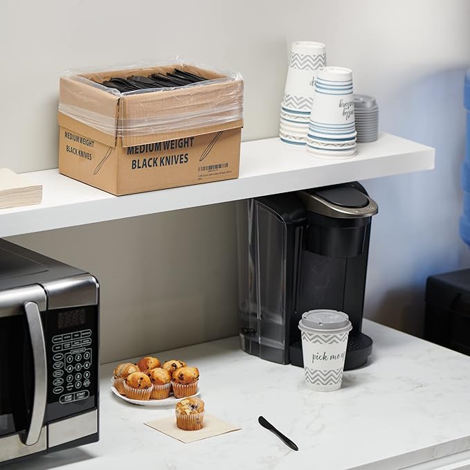 1,000 Plastic Disposable Knives Bulk Black Medium Weight Disposable Silverware Plastic Cutlery Knife