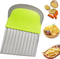 FANTEXY Crinkle Cutter for Veggies Potato Cutter for Fries, Stainless Steel Blade, Potato Slicer French Fry Crinkle Cutter, Crinkle Chopper Wavy Cutting Tool for Potatoes Carrots Cucumbers