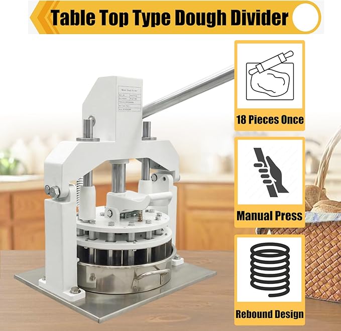 Table Top Dough Dividing Machine Manual Dough Divider 18PCS Dough Cutter Commercial Dough Dividing Machine Dough Baking Divider, 2.12oz-11.29oz, 18PCS
