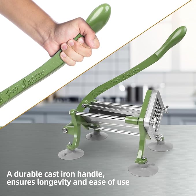 French Fry Cutter Commercial Potato Slicer with Suction Feet Complete Set, Includes 1/4", 3/8",1/2"