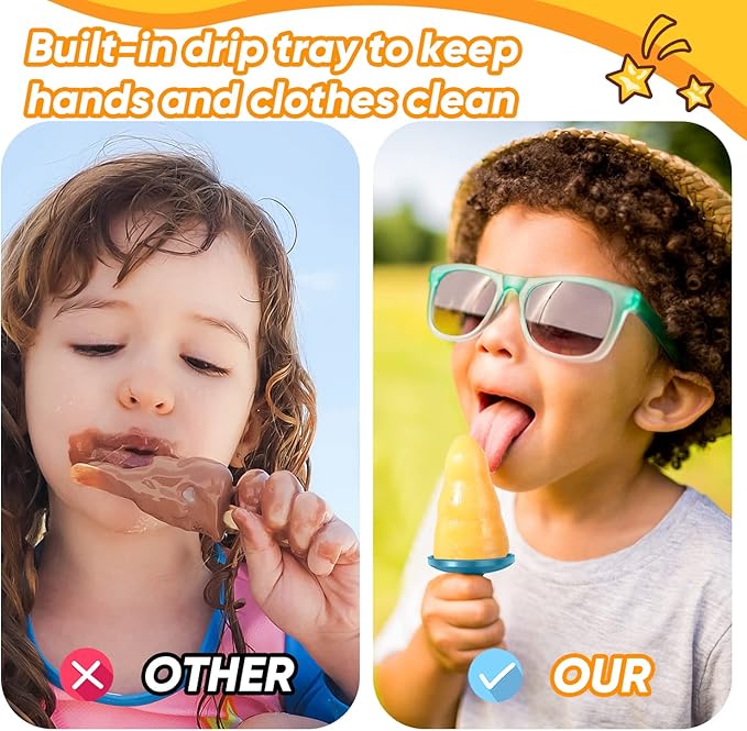 Popsicle Mold Set 4 Pieces Homemade Silicone Popsicle Maker Easy Release Ice Cream Molds Reusable DIY Pop Molds (White, WinterWonder Pops)