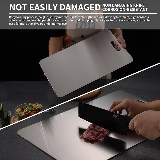 Katuchef Titanium Cutting Board 2025 New Upgrade Pure Titanium Cutting Boards for Kitchen Double Sided Cutting Boards Non Toxic,Hygiene Durable Chopping Board Suitable for Dishwasher Safe(15.35*11.02)