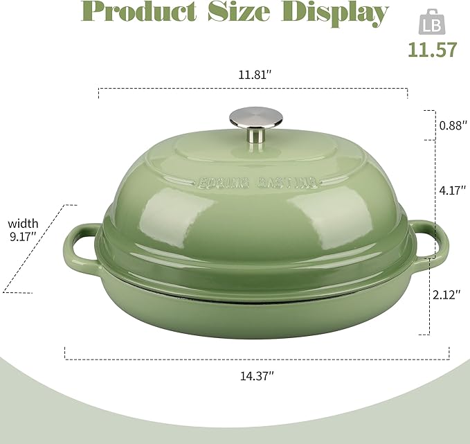 Enameled Oval Cast Iron Dutch Oven Pot with Lid, Bread Dutch Oven for Sourdough Bread Baking, 6QT, Pistachio Green