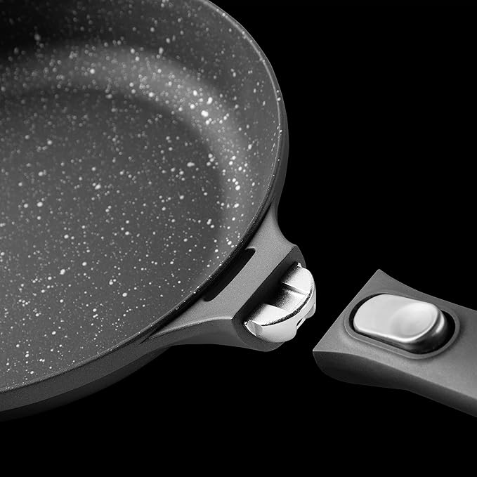 BergHOFF GEM Non-Stick 11" Sauté Pan 4.6qt., Stay-Cool Detachable Handle, Glass Lid, Ferno-Green, Non-Toxic Coating, Ovensafe