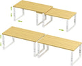 Adjustable Storage Shelves for Kitchen Cabinet Organization - Set of 2 Stackable Metal & Solid Wood Racks, Space-Saving Design for Countertop/Pantry/Garage, Easy Assembly(2 Packs/Large/White)