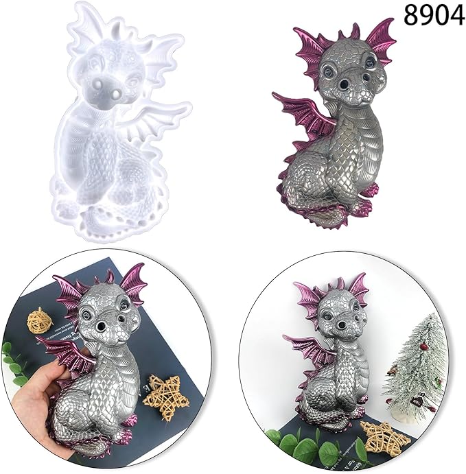 3D Dragon Wall Decor Silicone Molds Set, Welcome Sign and Baby Dragon Resin Casting Molds, DIY Home Decoration