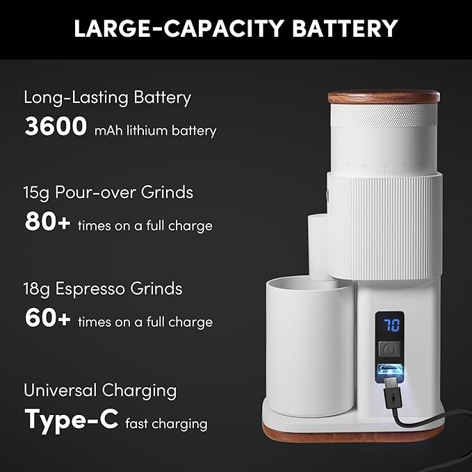 Burr Coffee Grinder,Wirsh Electric Single Dose Coffee Grinder Geimori GU38 with 38mm 6-Core Conical Burr,Stepless Adjustment for Drip,French Press,Cold Grind Settings from Fine to Coarse