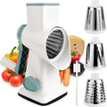 Kaishun Cheese Grater Rotary Cheese Grater Vegetable Chopper Sredder Madonline Stainless Steel with Vacuum Suction Base Multi Functional Kitchen Tool Perfect for Easy Shredding (WhiteCyan)