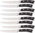 DURA LIVING 8-Piece Serrated Kitchen Steak Knife Set – Forged High Carbon Stainless Steel, Ultra Sharp, Ergonomic Black Handles, Durable Dinner Knives, Black Handle