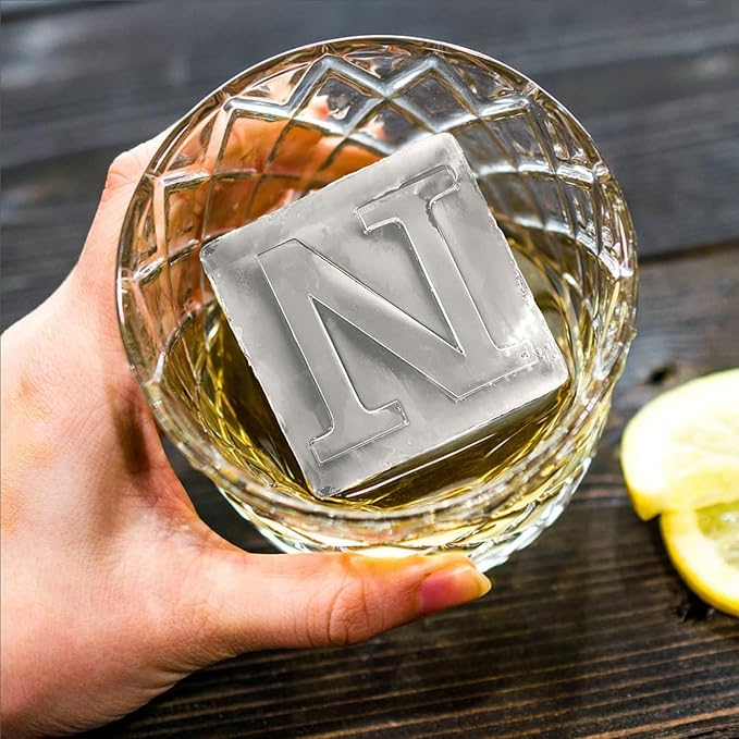 Letter N Monogram Ice Cube Mold Custom Ice Cube Mold 2 Inch Big Initials Silicone Ice Cube Tray Gifts for DAD Gifts for Him