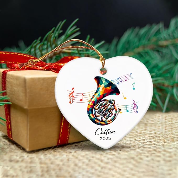 French Horn Ceramic Ornaments, Customized Name & Year French Horn Player Christmas Ornament Gifts, Musical Instrument Ornaments Xmas Tree, Personalized Music Lovers Ceramic Ornament Decoration 2025