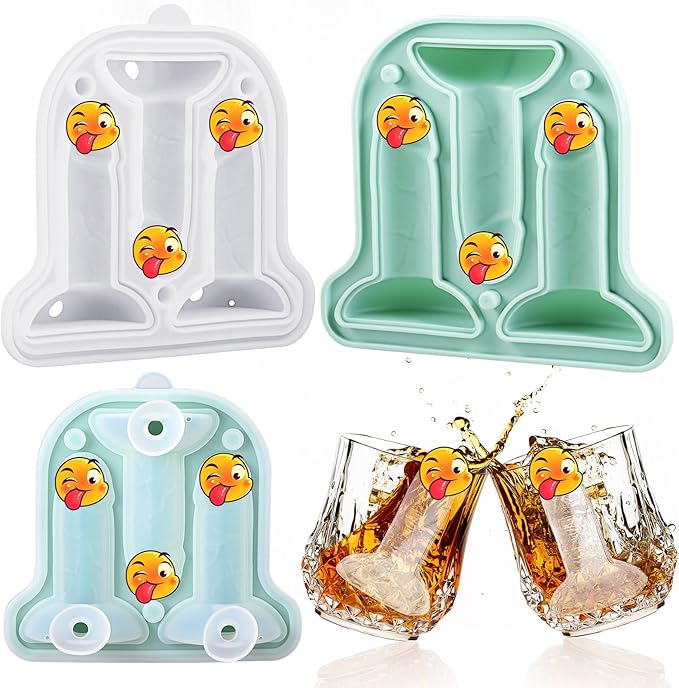 Hoolerry Ice Cube Molds Cube Trays Fun Shapes Silicone Ice Ball Maker with Lid for Whiskey Cocktails Juice Drinks Beverage Crafting Accessories White Elephant Gifting(Green,Classic Style)