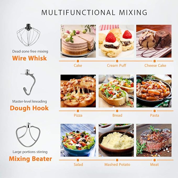VIVOHOME 7.5 Quart Stand Mixer, 660W 6-Speed Tilt-Head Kitchen Electric Food Mixer with Beater, Dough Hook, Wire Whip, and Egg Separator, Red