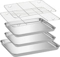 Navaris Baking Sheet Set - 2 Quarter Sheet Pans and Rack 12.2" x 9.6" x 1" (31 x 24.5 x 2.5cm) - 1 Half Sheet Tray and Rack 15.7" x 11.8" x 1" (40 x 30 x 2.5cm)