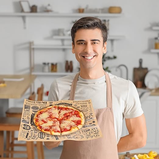 2400 Pcs 12 x 12 Inch Deli Wax Paper Sheets Grease Resistant Tray Basket Liners Newsprint Paper Water and Grease Proof Sandwich Wrapping Square Hot Dog Wrappers for Food Baking (Brown)