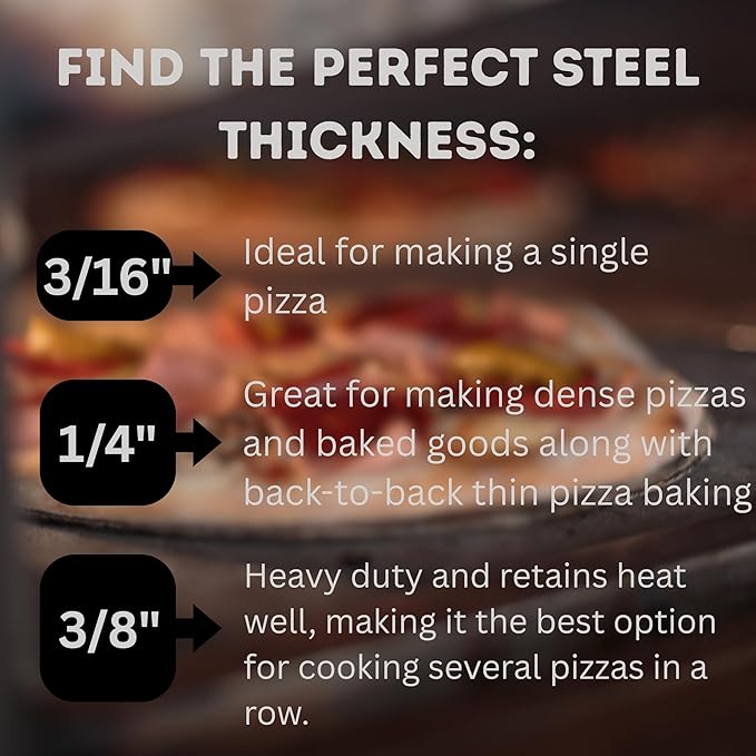 ThermiChef 14" by 20" Pizza Steel (1/4" Thickness) - Multipurpose Cooking Steel for Ovens & Grills - Made in the USA