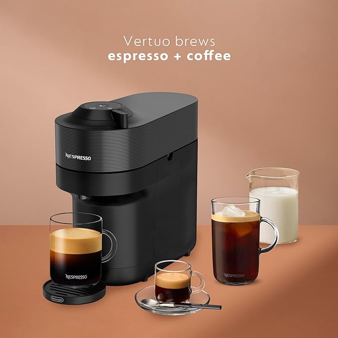 Nespresso Vertuo Pop+ Coffee and Espresso Machine by De'Longhi with Aeroccino Milk Frother, Liquorice Black
