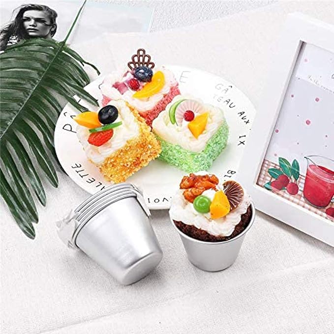 FRIGIIRE 12 Pieces Pudding Molds for Baking Single Muffin Tin Cupcake Tin Ramekins Cups Nonstick Souffle Darioles Mould Aluminum,3.15 inch Height