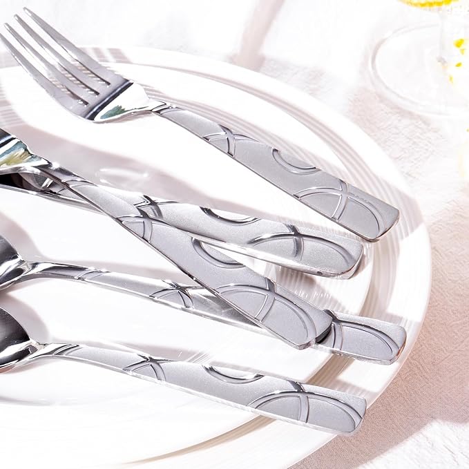 HIKAA 20PCS Silverware Set Service for 4,Premium Stainless Steel Cutlery Set, Mirror Polished Flatware Sets,Modern Kitchen Eating Utensils Set Include Spoons Forks Knives