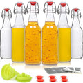 WILLDAN Set of 6-16oz Swing Top Glass Bottles - Flip Top Brewing Bottles For Kombucha, Kefir, Vanilla Extract, Beer - Airtight Caps and Leak Proof Lids, Bonus Gaskets and Funnel