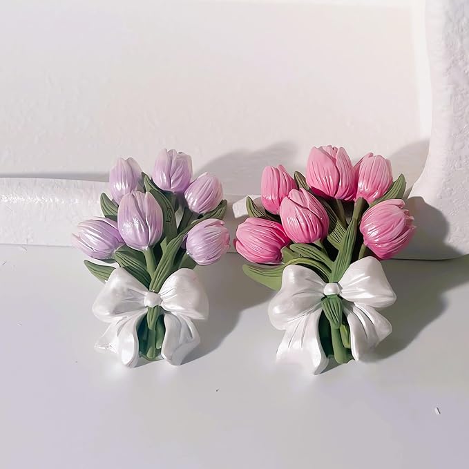 3D 2 Pack Tulip Bouquet Candle Mold, Plant Silicone Mold, Flower Resin Mold for Soap Soy Wax Epoxy DIY Handcraft Home Ornaments Car Air Freshener Home Decoration