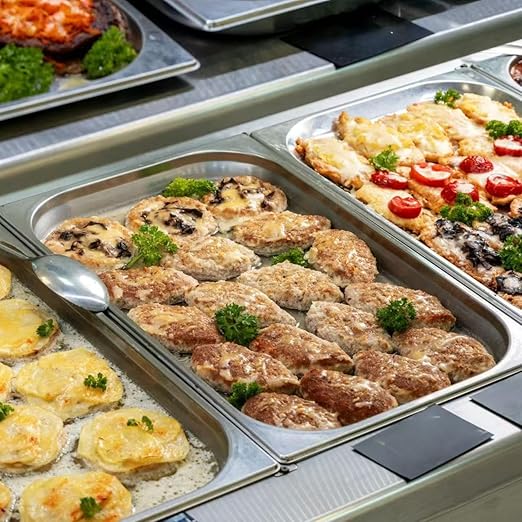Full Size Hotel Pans 4 Inch Deep Stainless Steel Food Pan - Anti-Jam 6 Pack Steam Table Pan Set for Catering, Buffet Use, Kitchen Prep