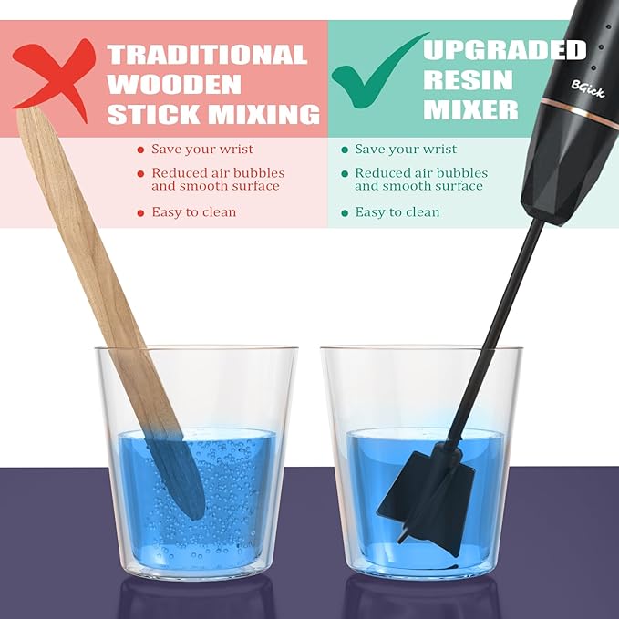 Upgraded Resin Mixer, Handheld Rechargeable Mixer with Minimizing Bubbles,Epoxy Resin Mixer for Resin, Silicone Mixing, Resin Molds, DIY Crafts (Included 4 pcs Paddles) (Black)