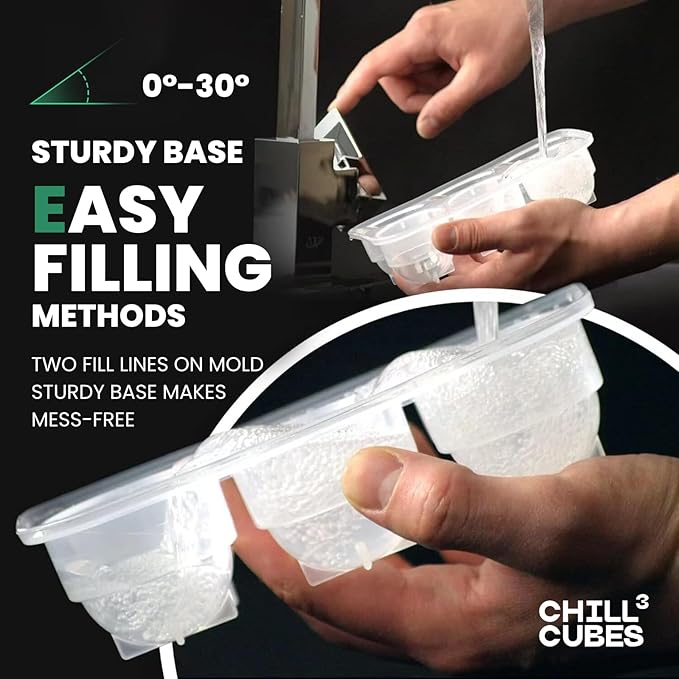 Large Ice Cube Trays Combo - Set of 2, Silicone Ice Ball Maker & Ice Cube Trays with Lids for Chilly Drinks, Perfect for Whiskey, Cocktails - BPA-Free