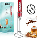 Nahida Rechargeable Milk Frother Wand for Coffee Include Stand - Red