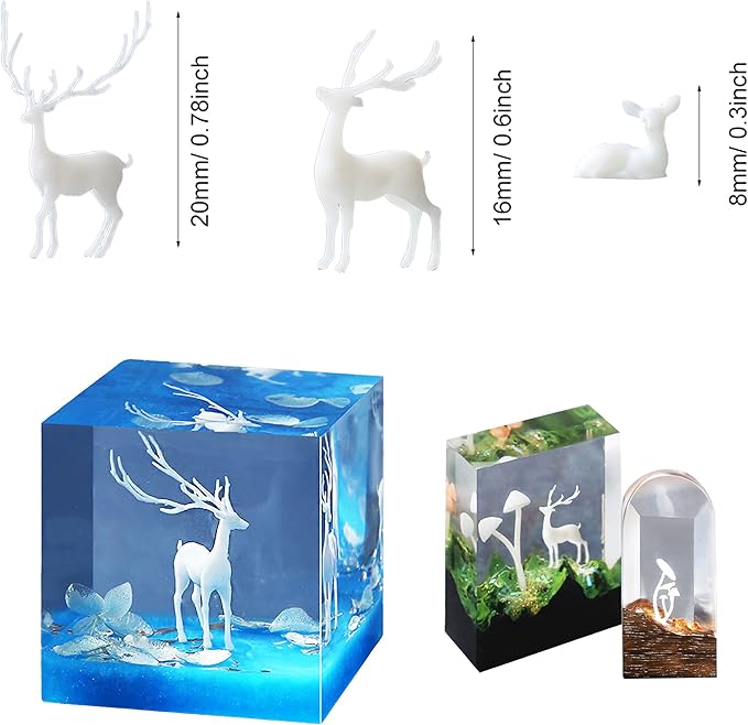 Woohome 31 PCS 3D Mini Mixed Resin Mould Filler - Germ Rose Elk Mushroom Casting Moulds, Art Craft Supplies for Jewelry Making, Epoxy Moulds, DIY Crafts