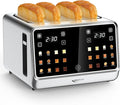 Toaster 4 Slice with TouchScreen, Memory Function & Single-Slot Focus, Keenstone 1800W Smart Digital Toaster for Ultimate Control, Wide Slot to Reheat & Defrost Bagels, Bread, Waffles, Stainless Steel