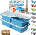 Silicone Freezer Tray with Lid Soup Freezer Container Molds with Steel Reinforced Rim Ice Cube Freezer Molds for Soup, Sauce, Leftovers, Homemade Meal Prep Containers Food Prep Home Essentials