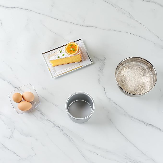 Restaurantware-Met Lux 4 x 3 Inch Straight-Sided Baking Tins, 12 Round Cake Pans - Oven-Ready, Freezable, Anodized Aluminum Round Baking Pans, Greaseproof, For Layer Birthday Cakes
